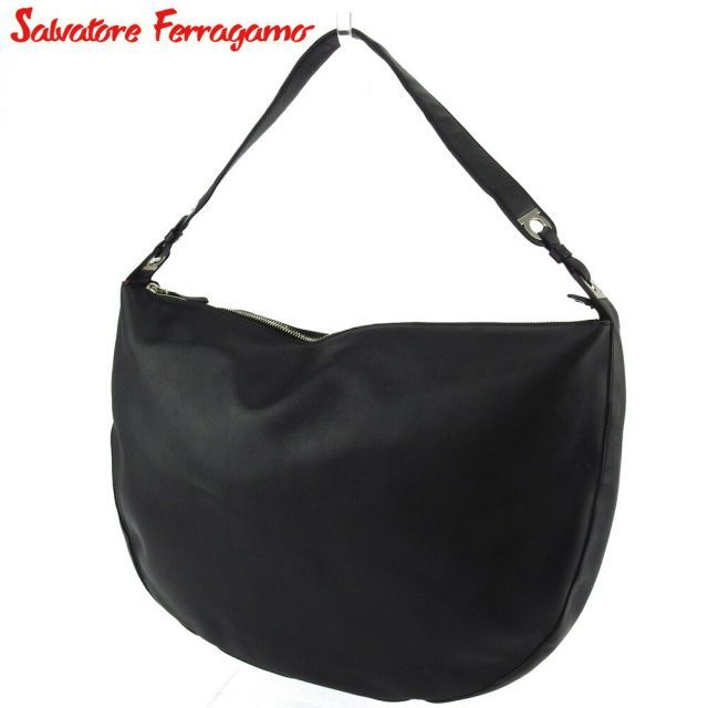 Salvatore Ferragamo ブラックレザーショルダーバッグ Ferragamo ジオメトリック レザーショルダーバッグ | ブラック