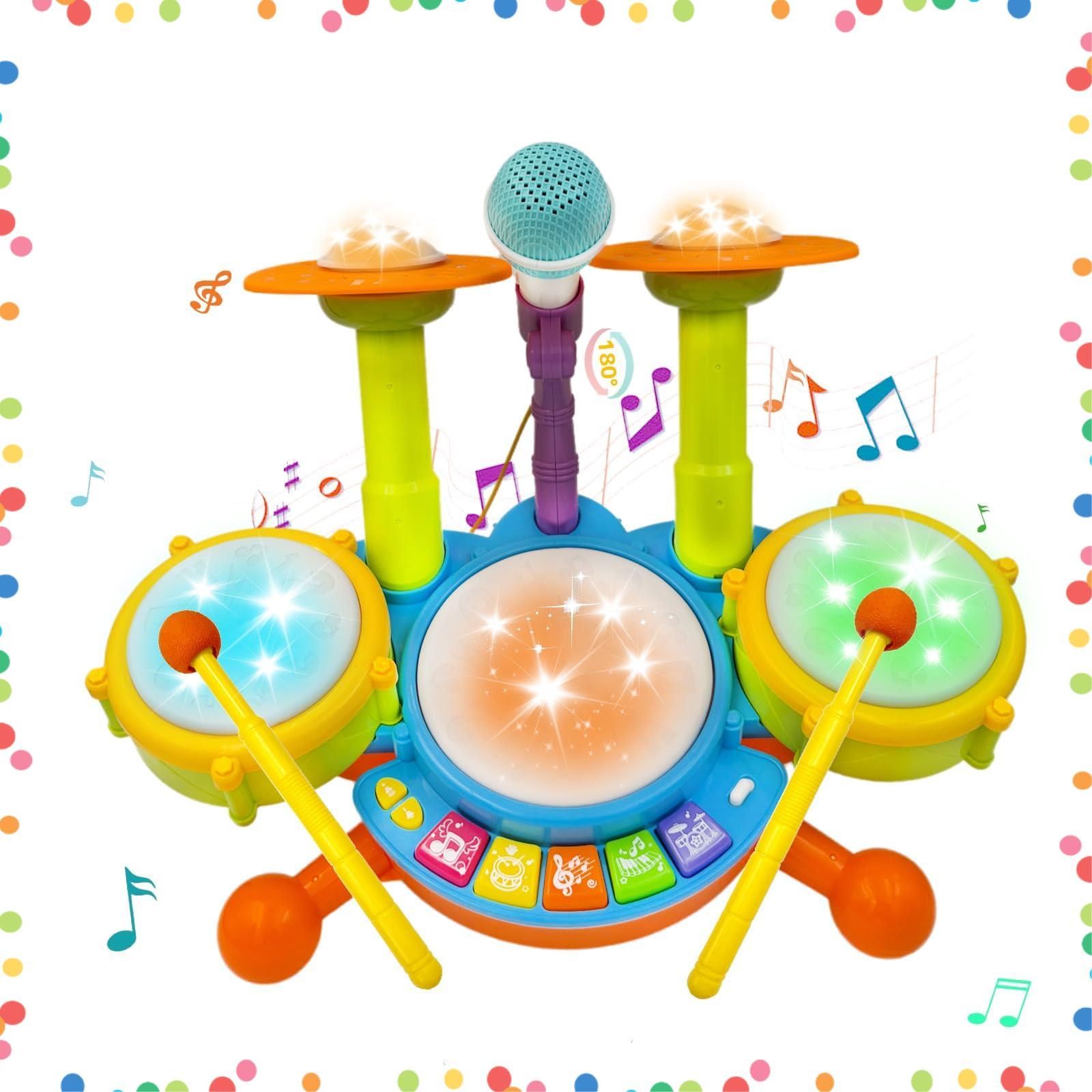 商品 ドラムスティック2本 人気 ライト効果 知育玩具 音量調節 1 2 マイク付き 3 音楽おもちゃ 4 幼児 5 6歳 22種音楽モード 女の子 玩具 男の子 太鼓 誕生日 プレゼント 打楽器 クリスマス 子供 新年 ドラムセット ギフト 贈り物 お