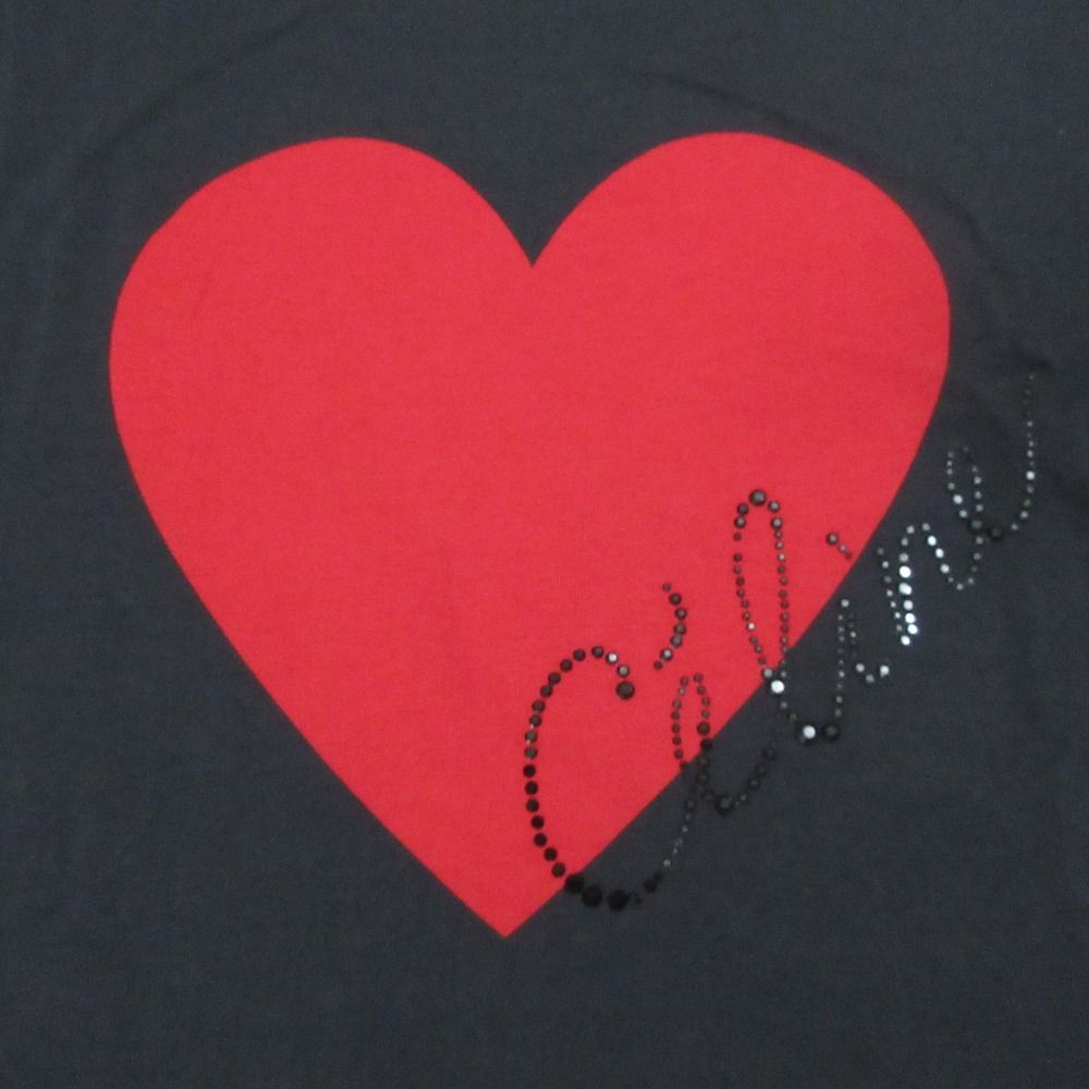 CELINE - 良品 CELINE セリーヌ ハートプリント ラインストーンロゴ 半袖 Tシャツ カットソー サイズM ブラック レディース 古着 中古 USED CELINE - 良品 CELINE セリーヌ ハートプリント ラインストーン