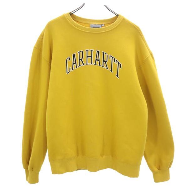 カーハート ロゴ フロッキープリント スウェット XL イエロー Carhartt 裏起毛 長袖 トレーナー メンズ 【中古】 【230127】  【PD】