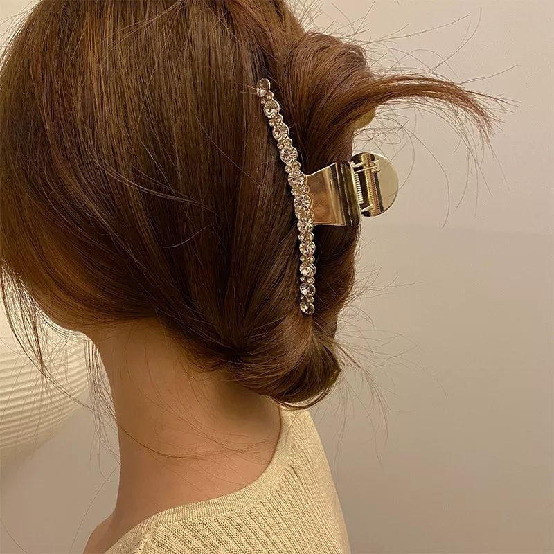 パール ビジュー ストレートヘアクリップ ヘアアクセサリー ゴールド