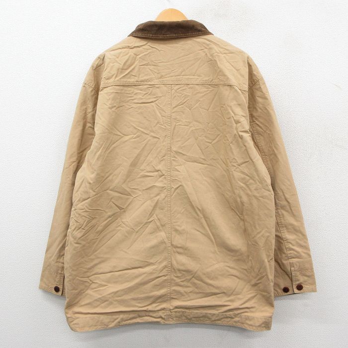 XL 古着 エルエルビーン LLBEAN 長袖 カバーオール メンズ 00s ロング丈 襟コーデュロイ コットン ベージュ カーキ 25oct01 アウター