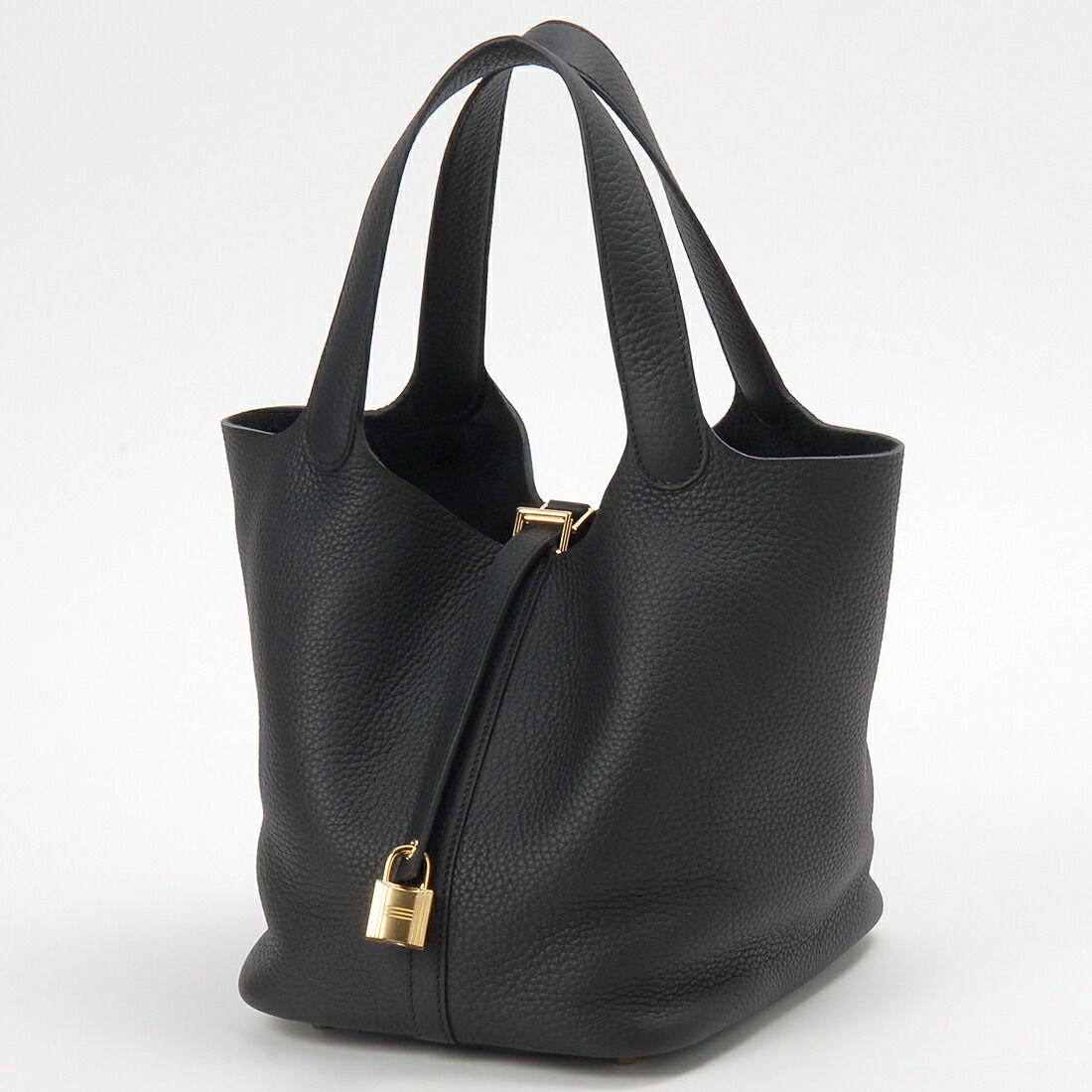 最高峰【HERMES】黒ピコタンロックMM ハンドバッグ HERMES エルメス ピコタンロック PM W刻印 ブラック 黒 ゴールド