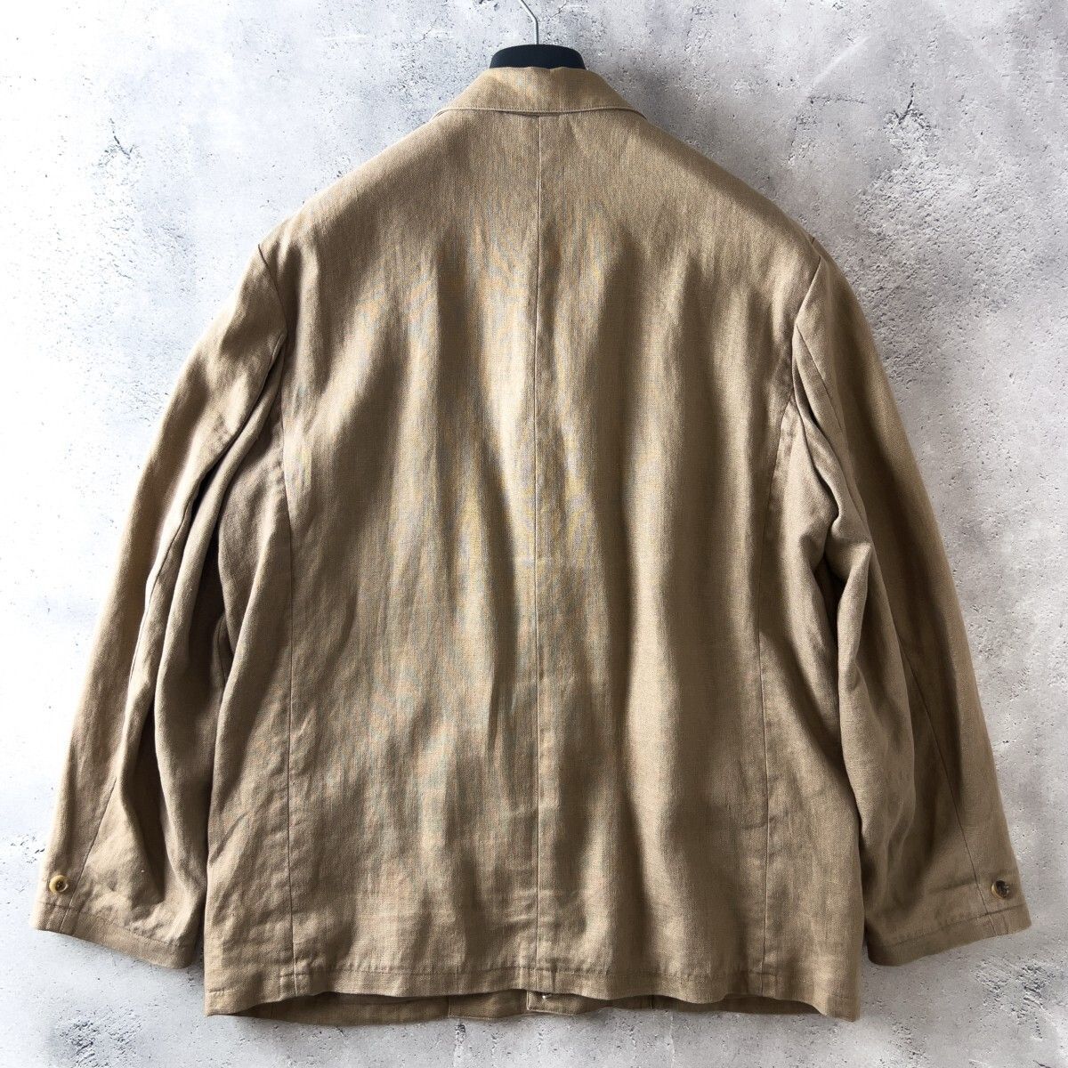 春夏麻素材【PAPAS】リネン100%カバーオールジャケット 日本製90's古着 PAPAS パパス 日本製 リネン100％ カバーオール シャツ