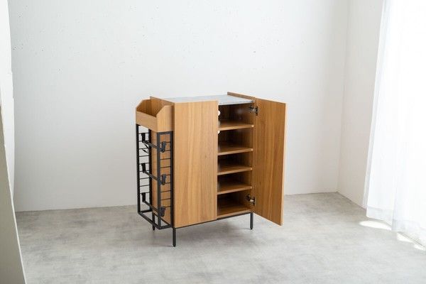 キャビネット 幅70cm ラック付き 扉 収納 コンパクト スリム 脚 キャビネット 幅70cm ラック付き 扉 収納 コンパクト スリム 脚