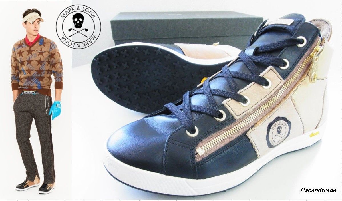 マーク&ロナ Zip High-cut Sneaker スニーカー26cm黒薄茶