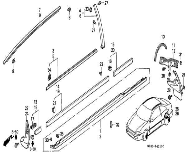 ホンダ シビック E-EG3 モールディング フロントドア 左右 MOLDING FR DOOR LR SET HONDA メーカー純正品 JDM  OEM - メルカリ