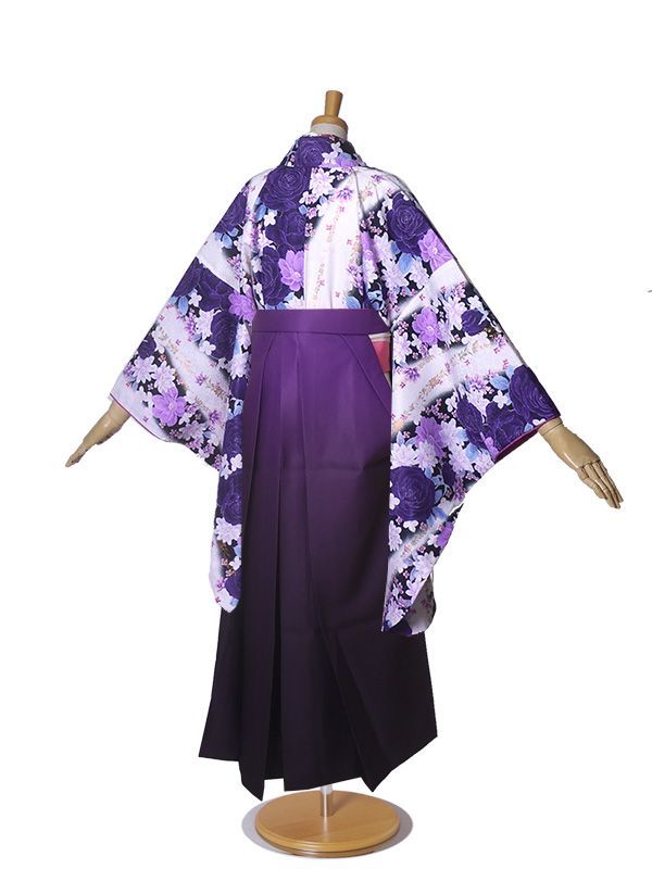 卒業袴 袴単品 ぼかし グラデーション 刺繍 紫 桜 SS〜LLサイズ 1-1