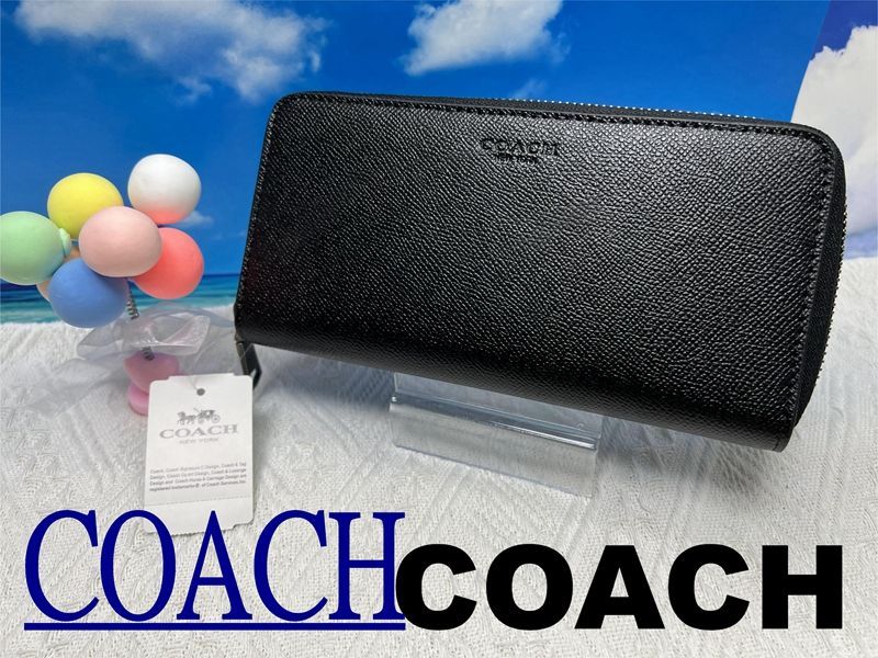 コーチ長財布 COACH 財布 アコーディオン ジップ アラウンド ファスナー メンズ 財布 クロスグレインレザー   贈り物  新生活 年度末 プレゼント 吉日 ギフト 財布 メンズ 新品未使用 B196 F58107 14