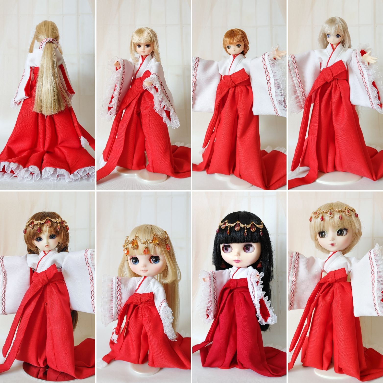 売り切れました  ブライス着物モドキ 新》 ブライス アウトフィット ブライス着物 巫女服 着せ替え