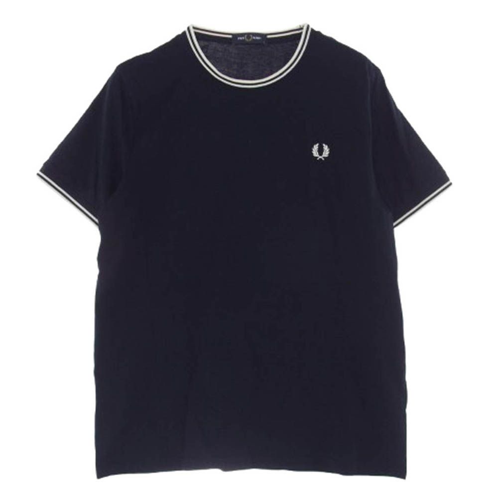 FRED PERRY フレッドペリー M1588 TWIN TIPPED TEE ロゴ刺繍 Tシャツ 半袖カットソー ネイビー ネイビー系 L【中古】