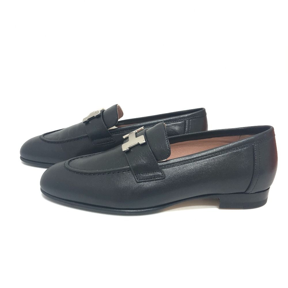 HERMES エルメス ローファー モカシン Hロゴ コンスタンス ブラック