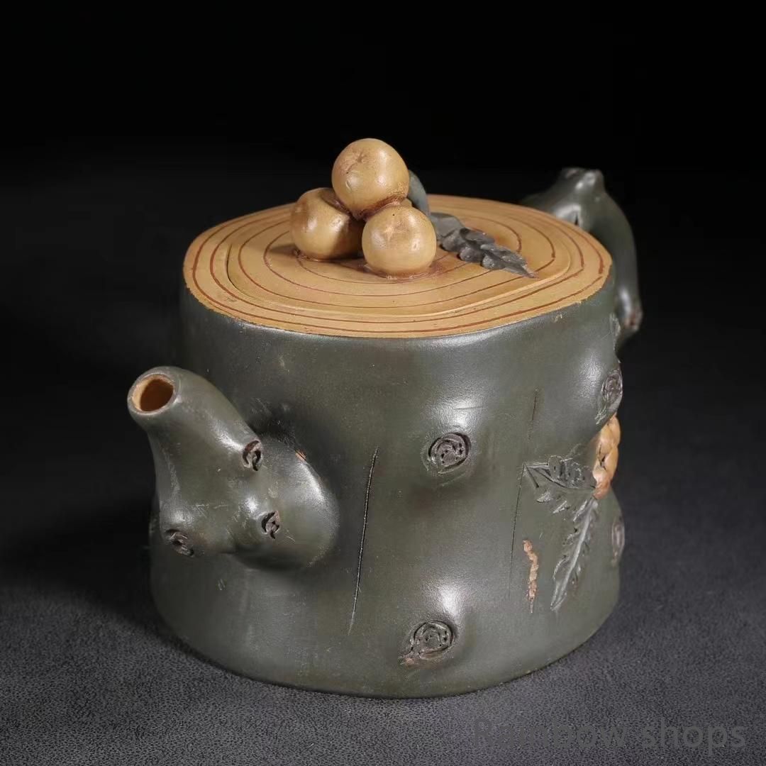 中国古美術・原鉱段泥 カエル蓮子壺 、底槽款:蒋蓉紋、紫砂壺・急須