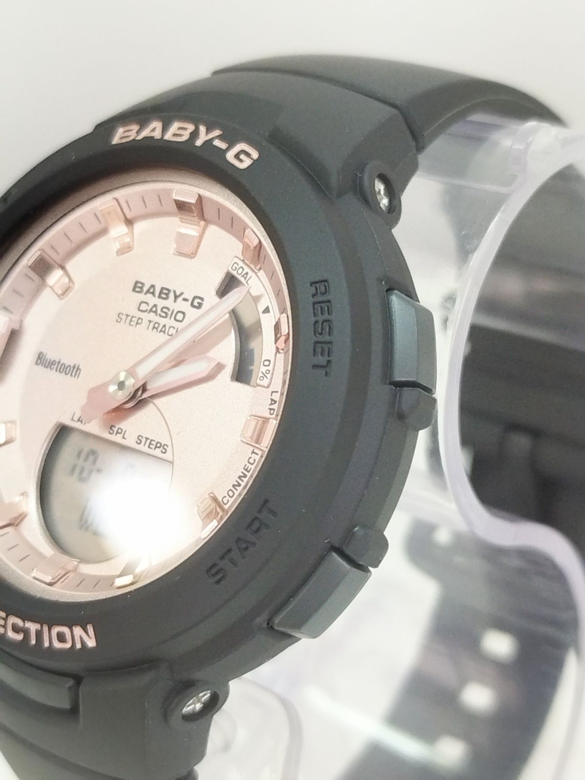 L02011□1003 海外限定カラー CASIO カシオ Baby-G ベビ－G G-SQUAD ジースクワッド Bluetooth   腕時計 ピンクゴールド×ブラック BSA-B100MF-1A