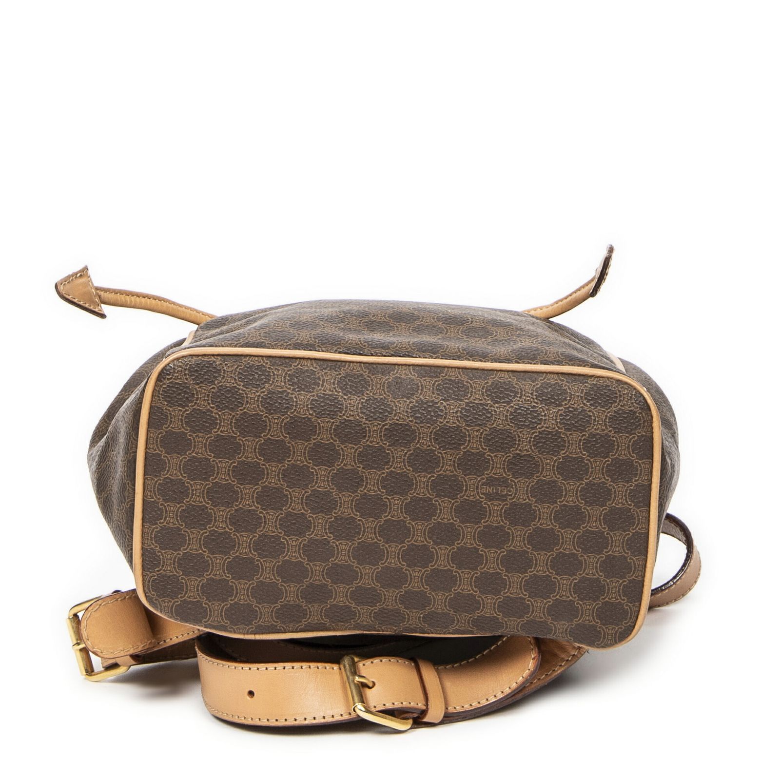 セリーヌスモール巾着フラップバックパックベージュ