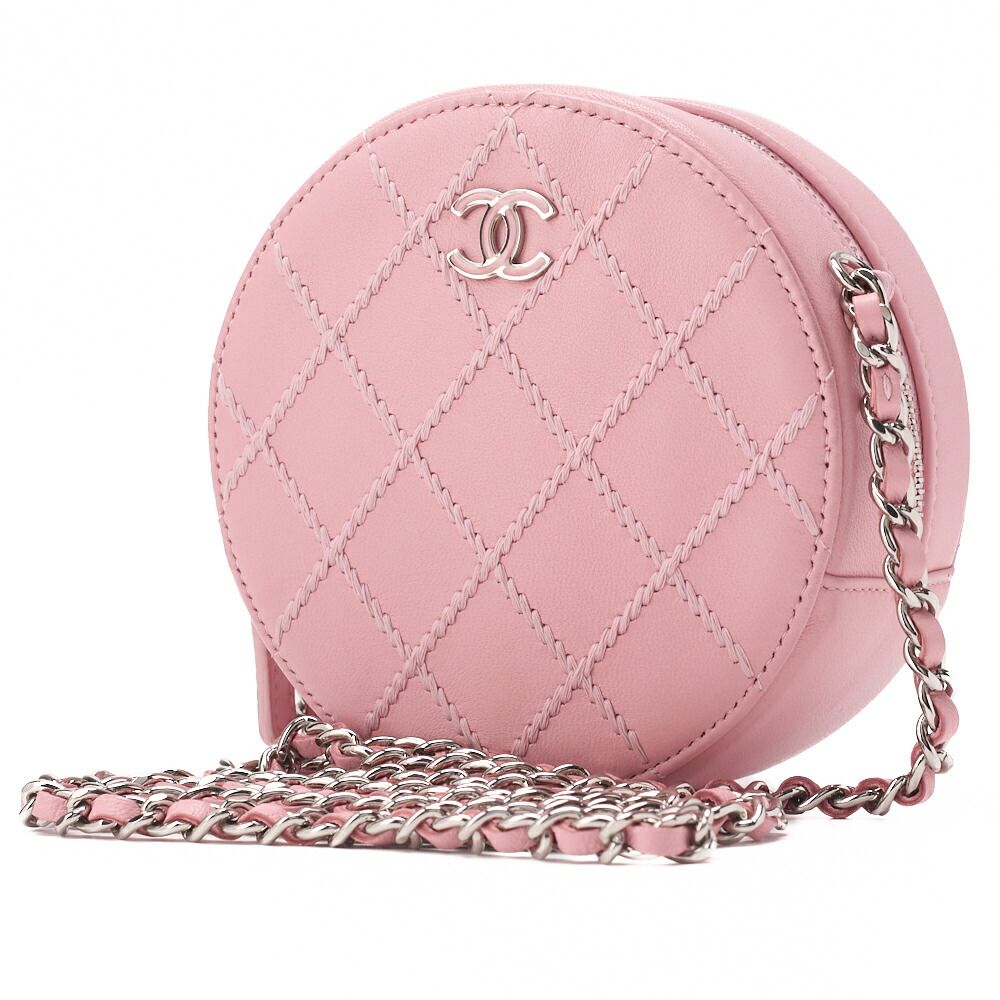 CHANEL シャネル ミニマトラッセ ココマーク ウルトラステッチ チェーンショルダー ラムスキン ピンク シルバー金具 ハイブランド