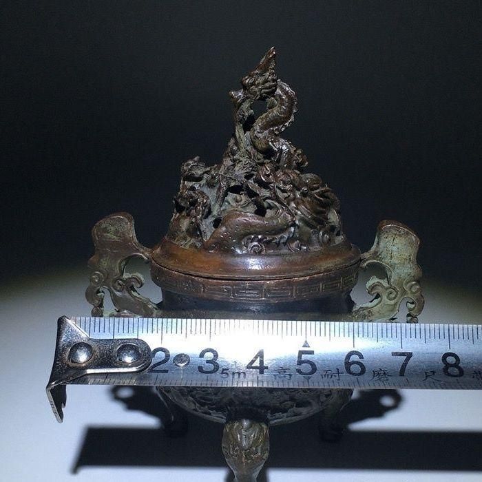 銅器 香炉 瑞獣三足九龍鼎薫香炉 風水 開運 工芸品 美術品 置物 銅器 香炉 瑞獣三足九龍鼎薫香炉 風水 開運 工芸品 美術品 置物