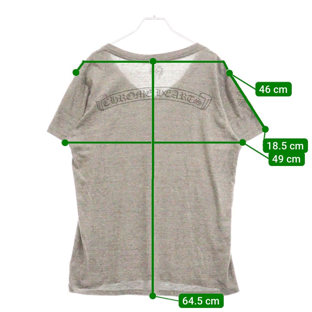クロムハーツ スクロールラベルプリント Vネック半袖Tシャツ グレー L クロムハーツ スクロールラベルプリント Vネック半袖Tシャツ