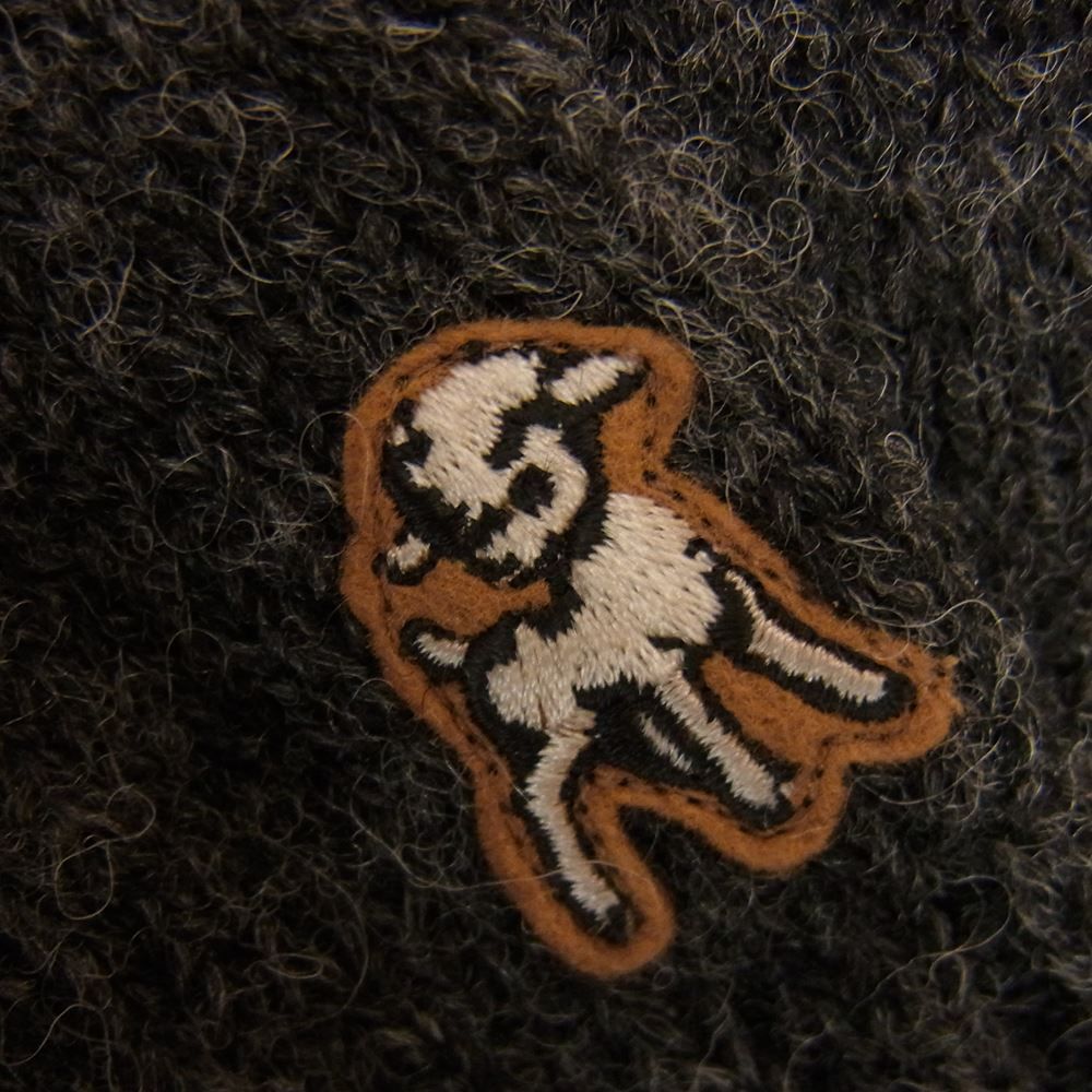 UNDERCOVER アンダーカバー 18AW USV4901 the Shepherd ザ シェパード 袖パッチ 刺繍 ローゲージラグランクルーニット チャコール系 2【極上美品】【中古】 UNDERCOVER アンダーカバー 18AW USV4901 the Shepherd ザ シェパード