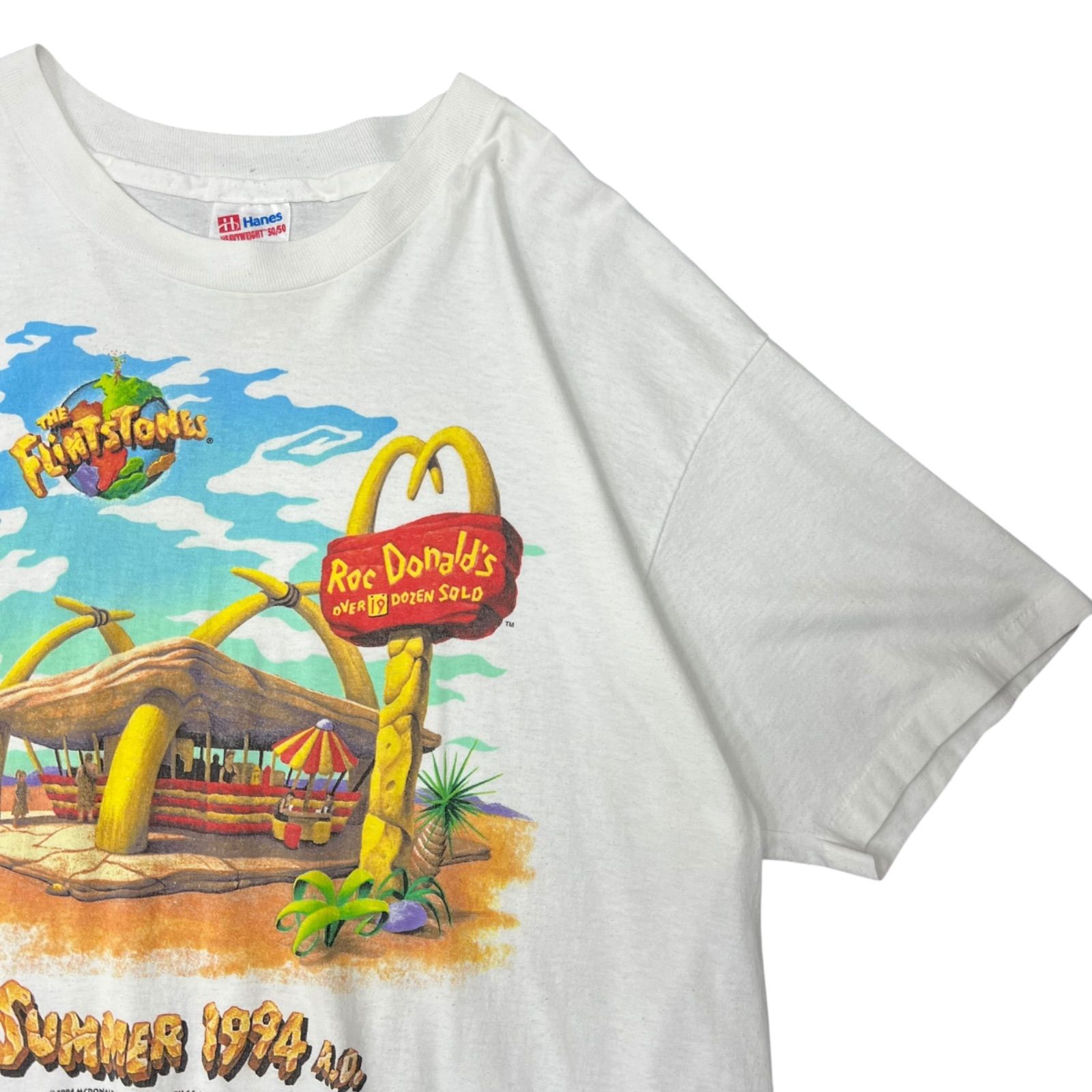 Hanes 90s シングルステッチ FLiNTSTONES MacDonald Tシャツ 古着 XL