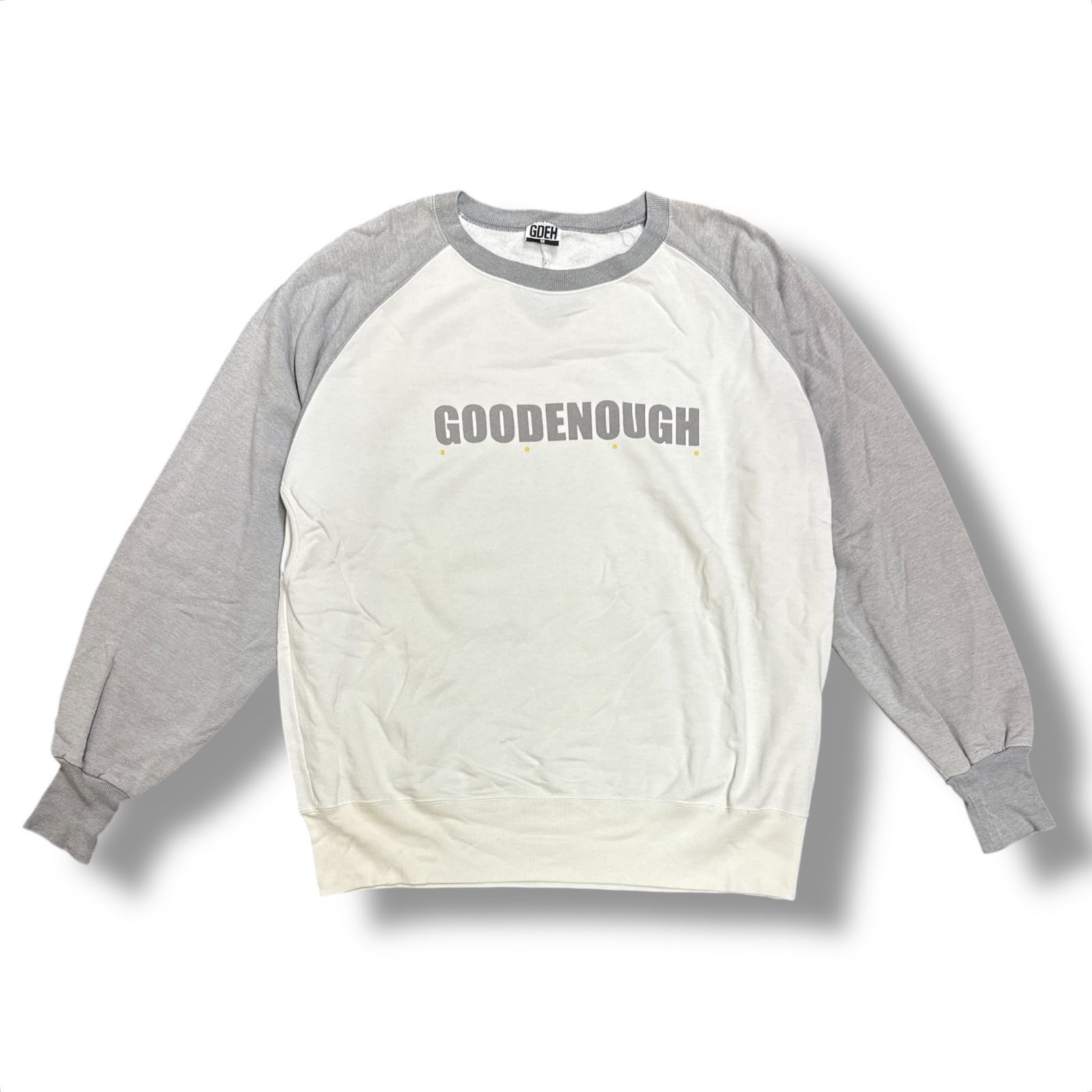GOOD ENOUGH ロゴスウェット トレーナー ラグランスリーブ グッドイナフ グレー/ホワイト M 93890A8