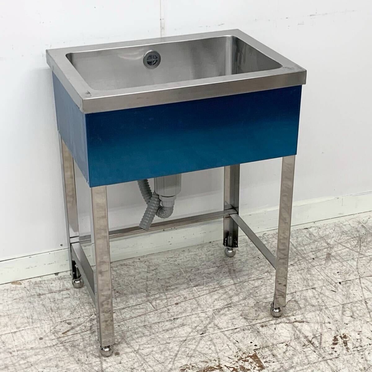 新品 未使用品 1槽シンク 約W600×D450×H800mm バックガード有 ステンレス 一槽シンク 流し台 W600×D450×H800 バックガードあり