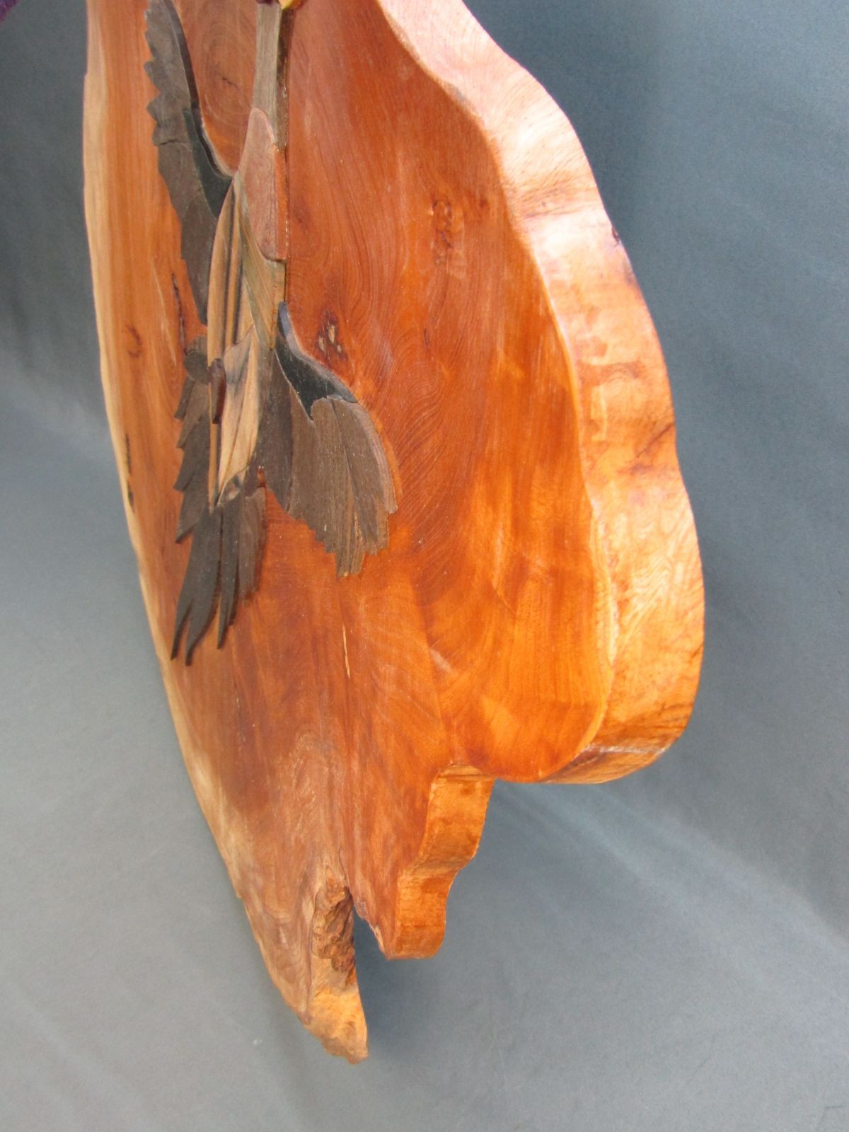 寄木細工　雉（キジ）タペストリー　68×54cm　けやき板-7