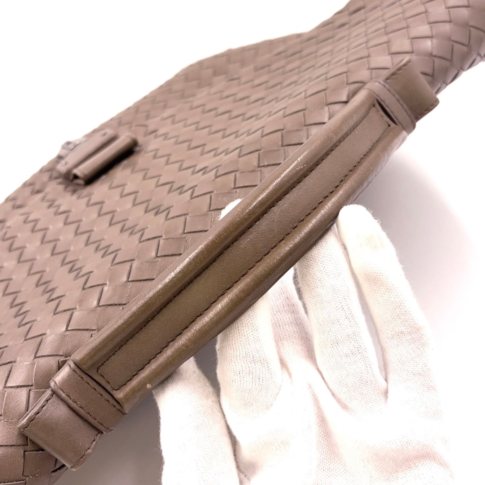 BOTTEGA VENETA ビジネスバッグ ベージュ BOTTEGA VENETA イントレチャート レザー グレーベージュ