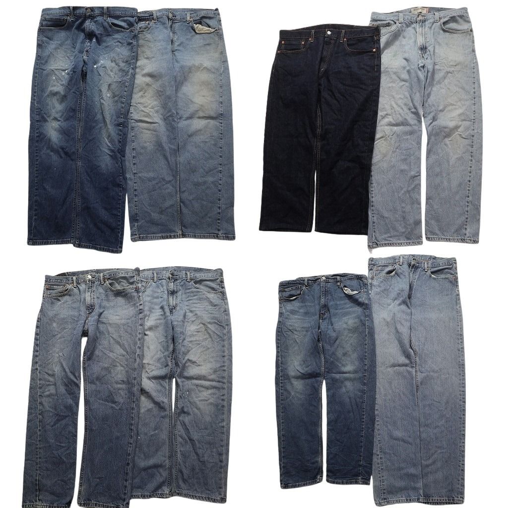 古着卸 リーバイス 505 デニム パンツ 8枚セット メンズ W38 インディゴブルー アメカジ ペインティング 古着 NA7168