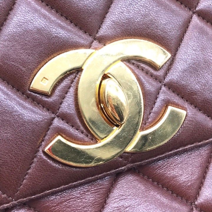 美品 CHANEL シャネル ココマーク デカココ マトラッセ ラムスキン