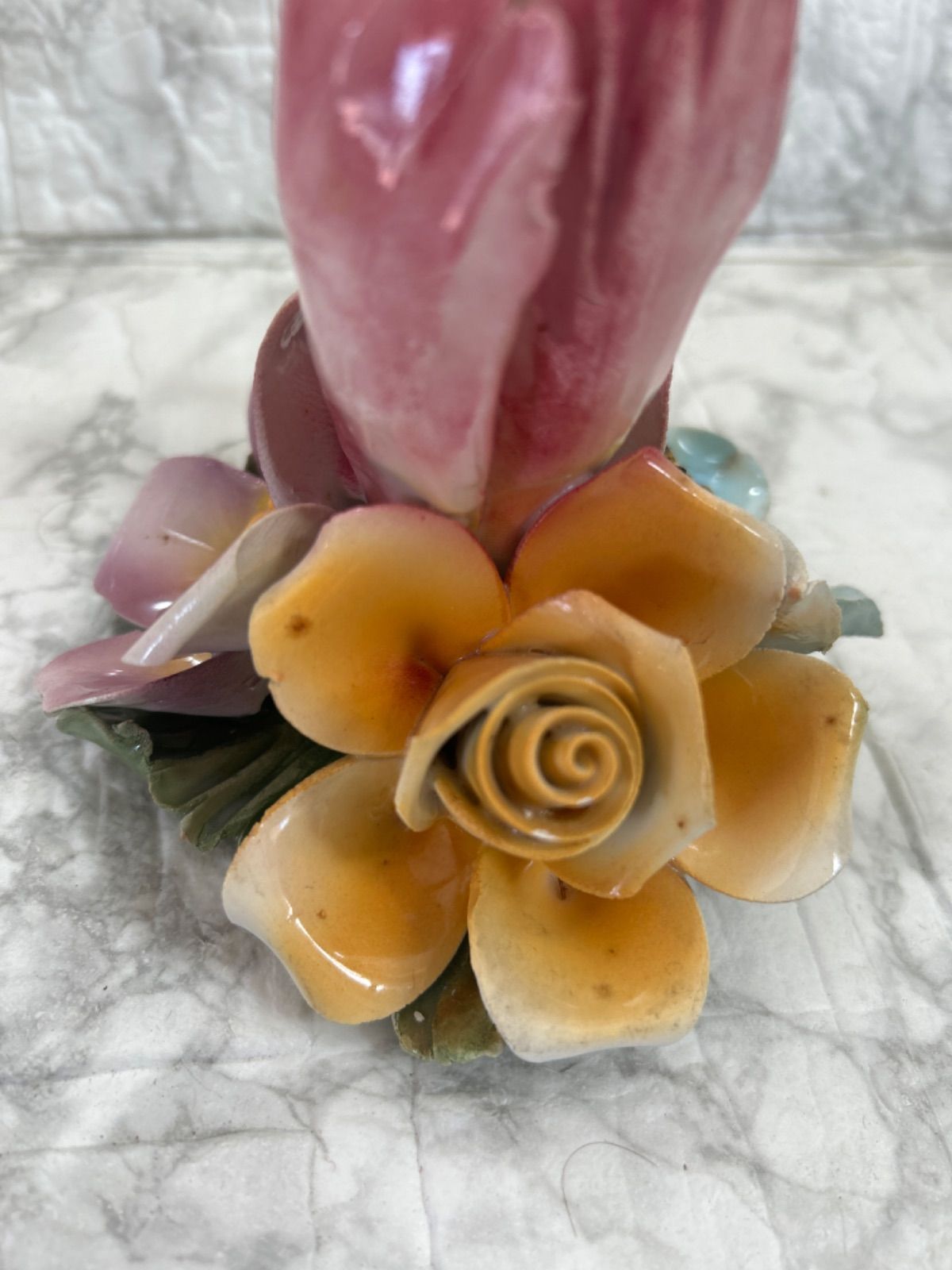 カポディモンテ 陶花 陶器イタリア製 置物 フラワー オブジェレトロ