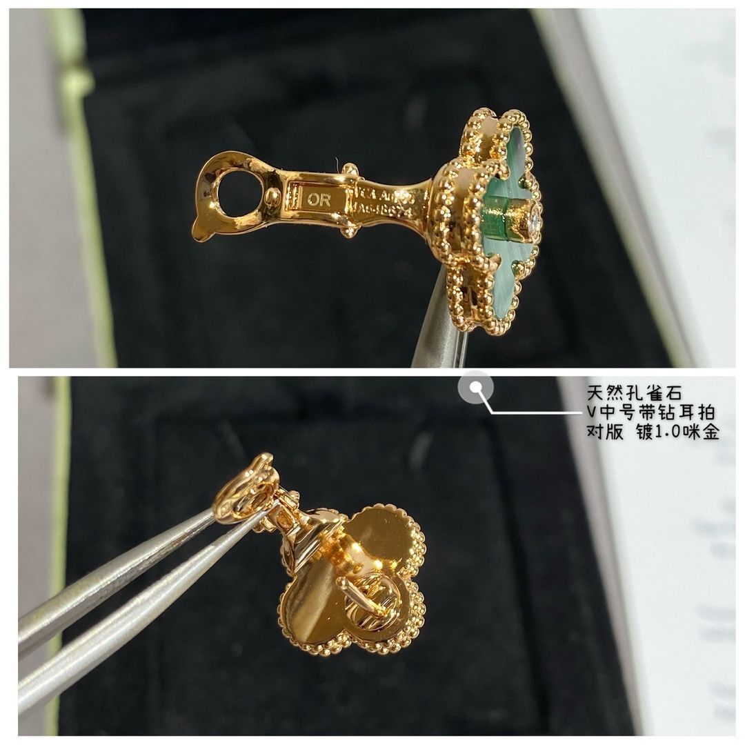 【本店】ギフト大人気♡VanCleef マラカイトイヤークリップ Van Cleef & Arpels] アルハンブラ マラカイト イヤークリップ