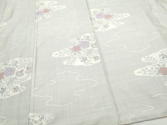 平和屋着物○本場大島紬 白大島 9マルキ 木邑織物謹製 草花文
