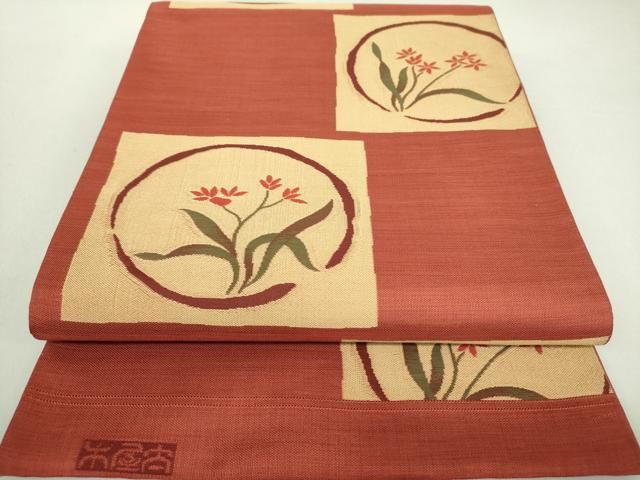 平和屋着物○名門木屋太 今河織物 六通柄袋帯 花丸文