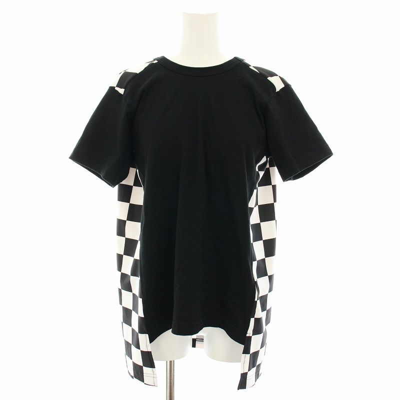 コムデギャルソン COMME des GARCONS AD2021 Tシャツ カットソー 半袖 ブロックチェック柄 XS 黒 ブラック 白 ホワイト GH-T020 /YT レディ コムデギャルソン COMME des GARCONS AD2021 Tシャツ カットソー