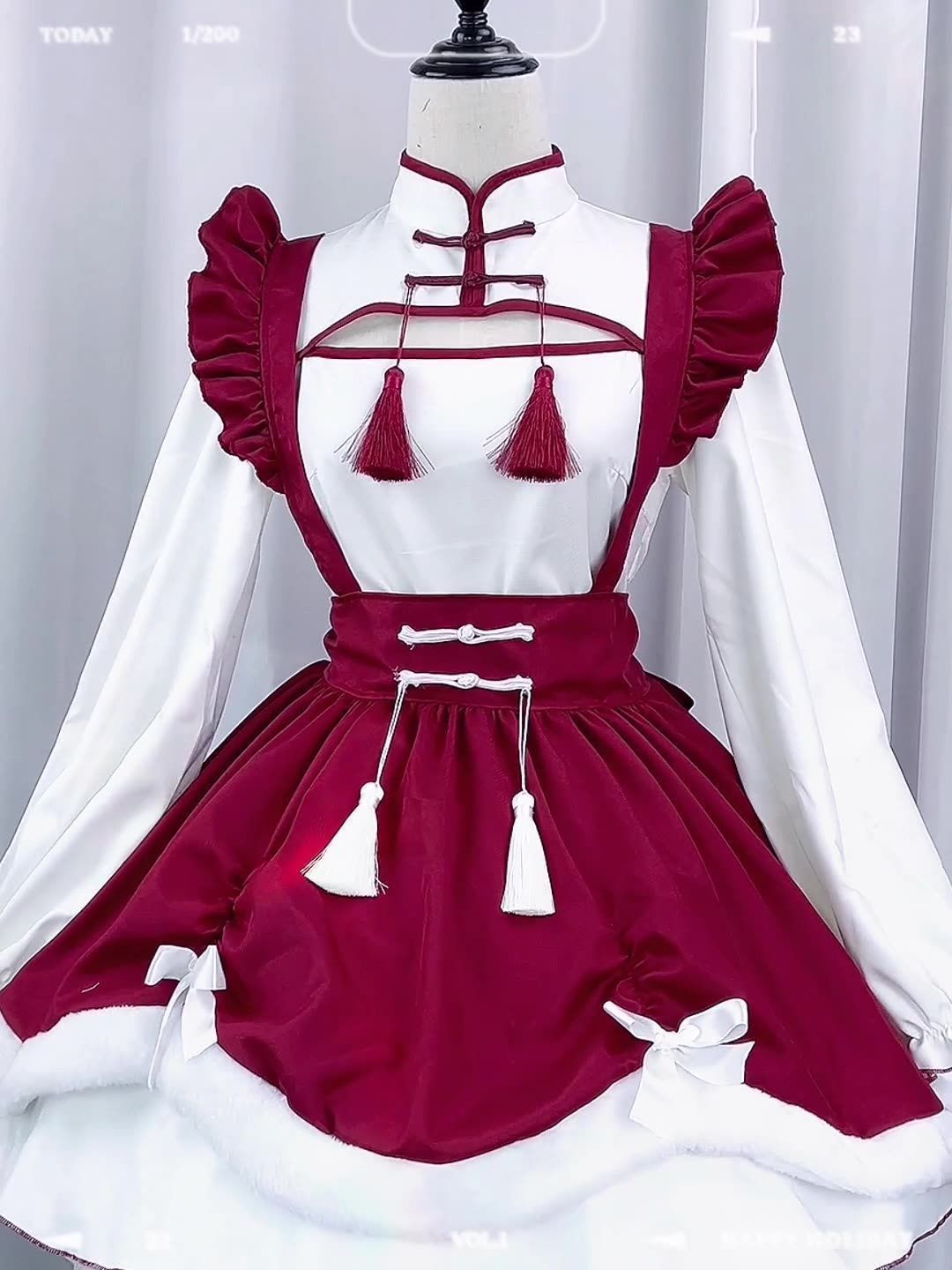 メイド服 ロリータ風 コスプレ 衣装 可愛い 長袖 新春 イベント 変装 仮装 ワンピース