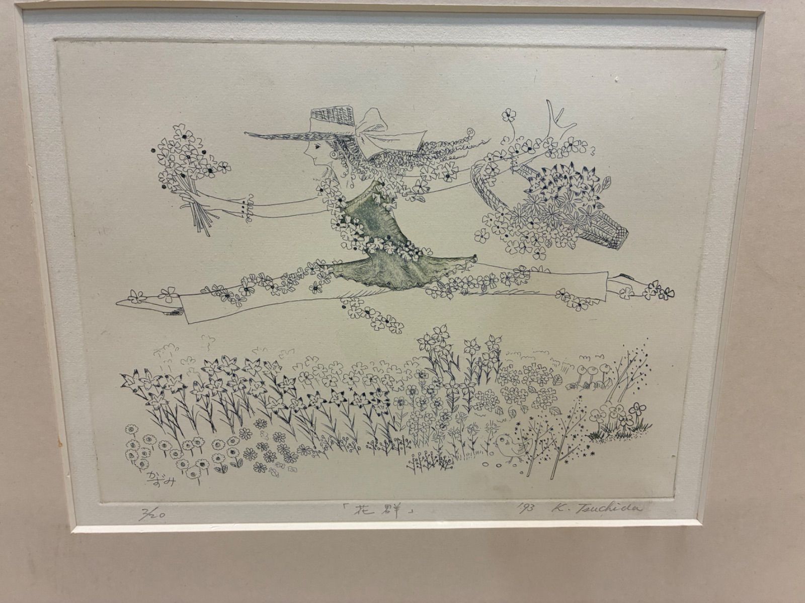 20枚 花群 銅版画 K.Touchida作 額裝