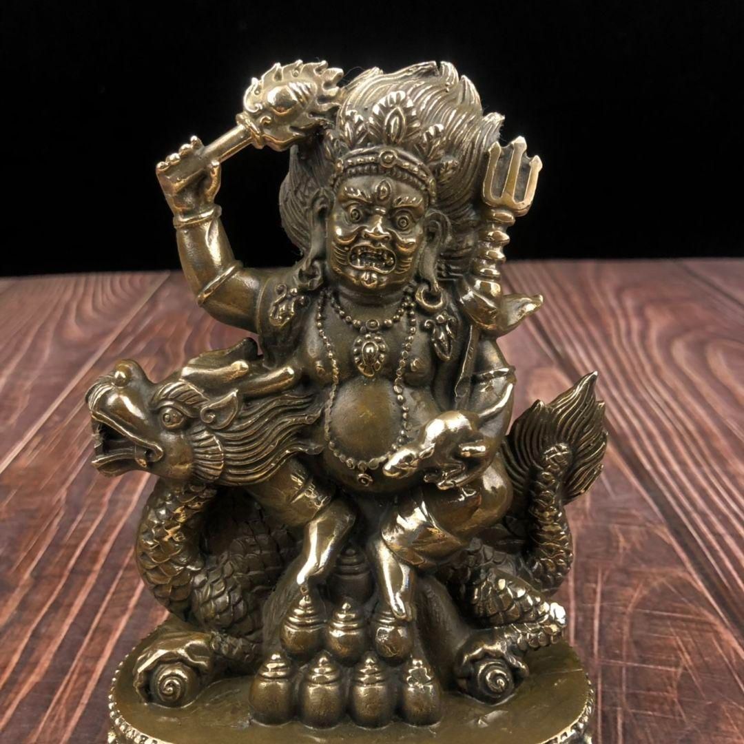 黄財神 騎瑞獣 仏像 工芸品 美術品 置物 騎竜黄財神仏像 現代工芸品 美術品 置物 - メルカリ