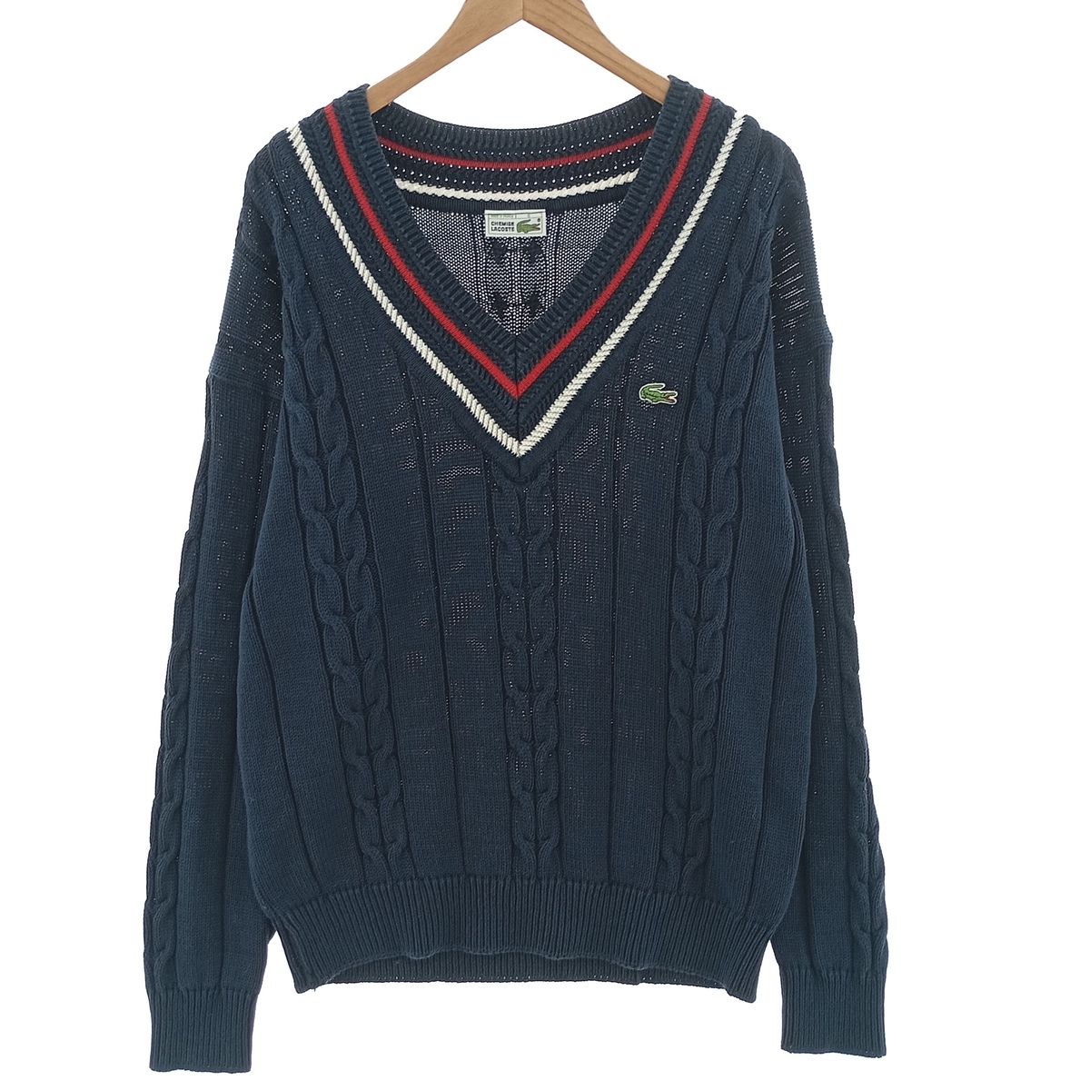 古着 80年代 ラコステ LACOSTE チルデンニットセーター フランス製 6 メンズXL相当 ヴィンテージ/eaa401014