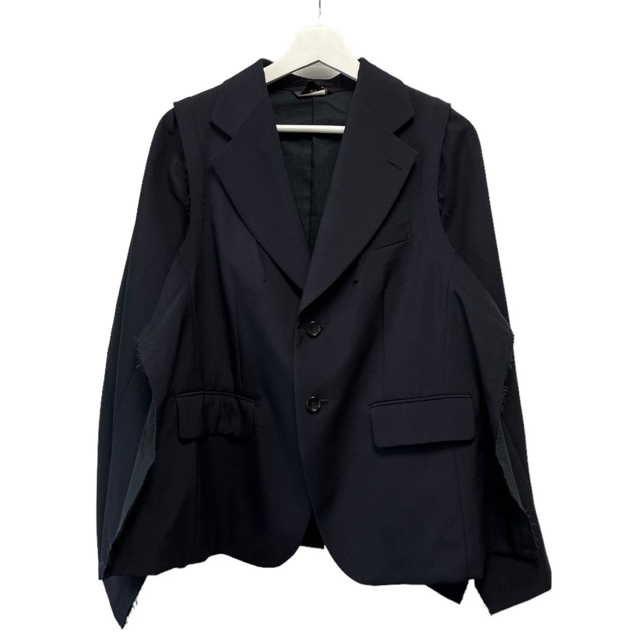 COMME des GARCONS コムデギャルソン 20SS カットオフデザイン2Bジャケット ケープ ポンチョ GE-J032 XS ネイビー 3471