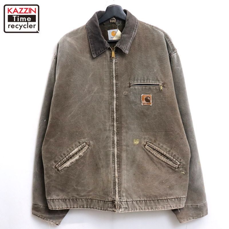 90s カーハート　ダックジャケット　裏地ブランケット 古着 90-00s USA製 Carhartt 裏地 ストライプ ブランケット