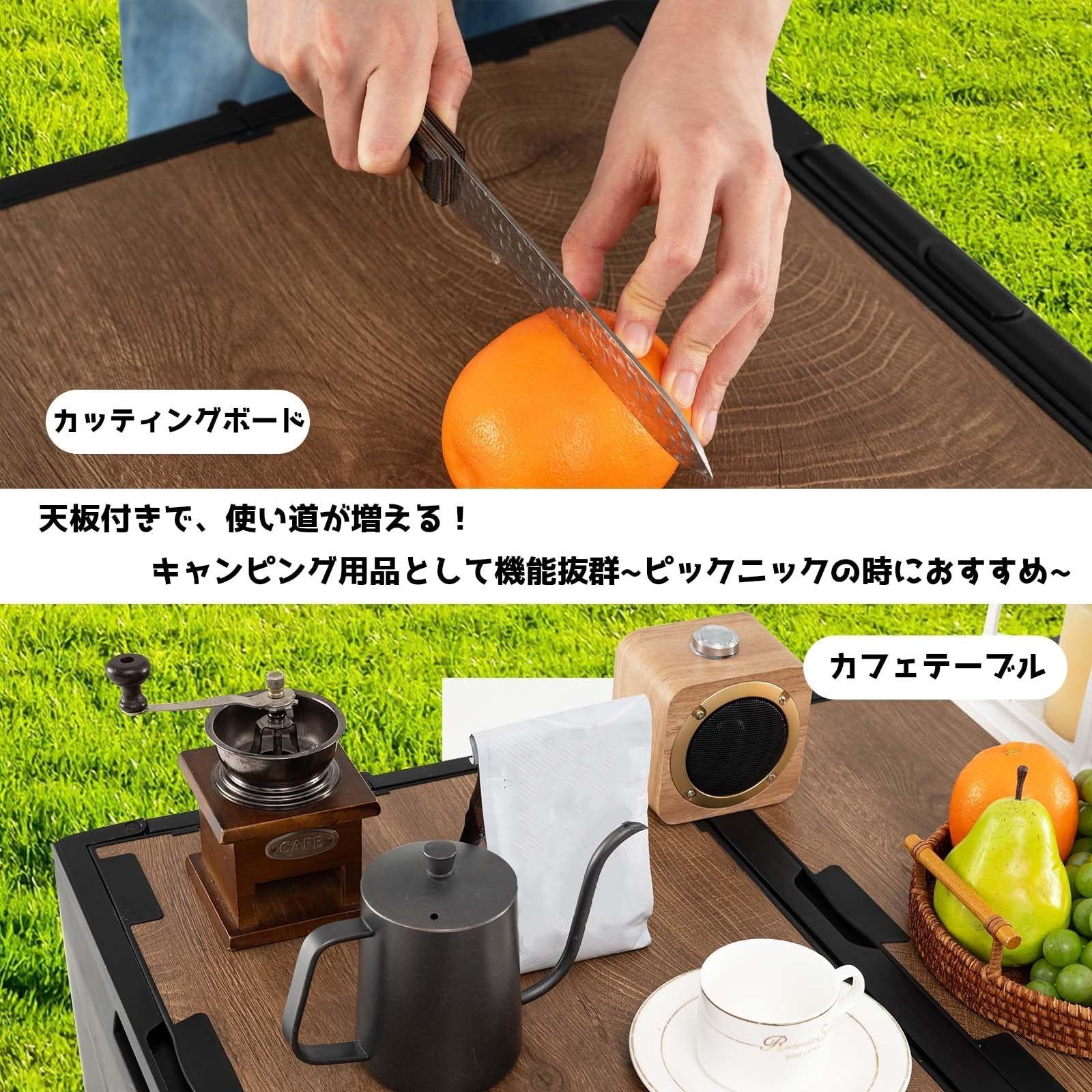 キャリーワゴン キャンプカート 大型 テーブルとも使える アウトドアワゴン 大容量 折りたたみ キャスター付き 耐荷重60kg アウトドア キャンプ ピクニック 釣り 花見 運動会 ブラック
