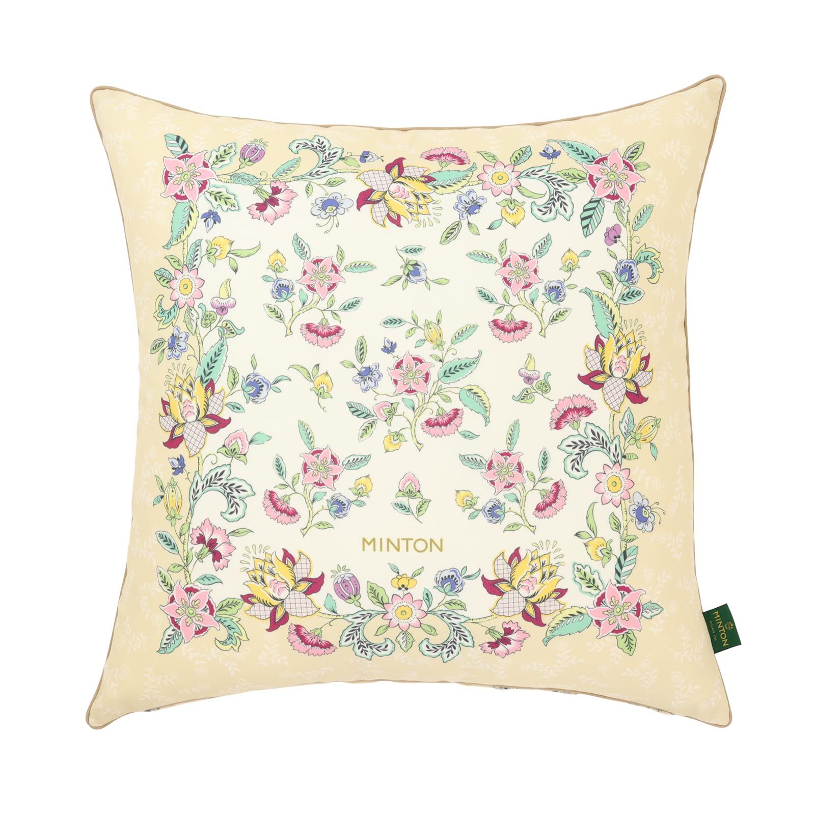 川島織物セルコン MINTON ミントン クッションカバー ハドンフラワーパネル ベージュ 45×45cm LL1242 日本製