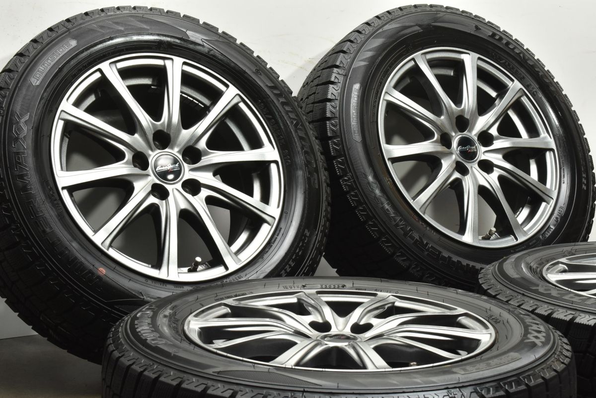 存在感のある バリ溝 ユーロスピード 15in 6.5J 40 PCD100 ダンロップ ウィンターマックス WM02 195 65R15 プリウス カローラツーリング 品質保証で、高速配送！