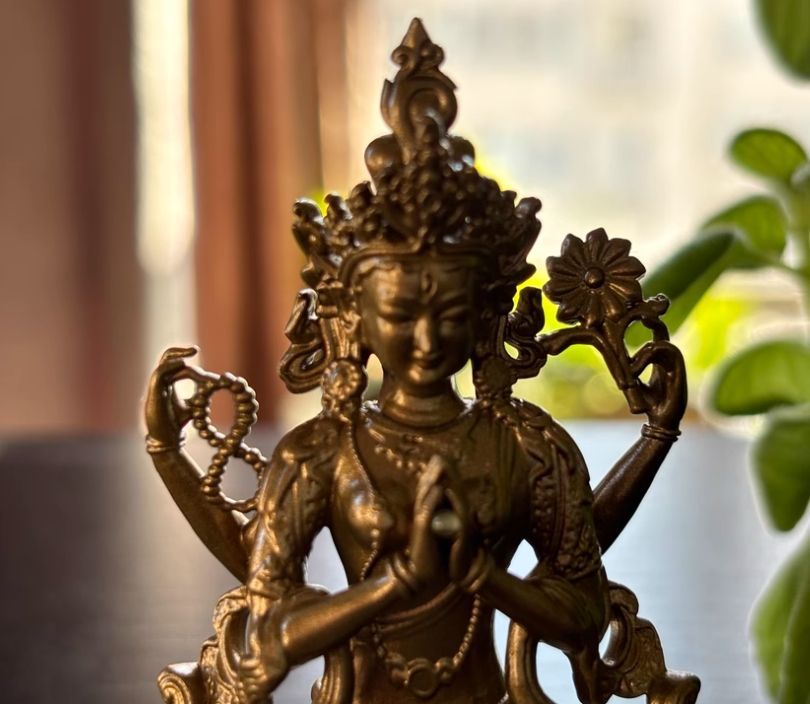 仏教美術 四臂観音仏像 禅意 茶室 銅製 開運 風水 仏像 彫刻 置物