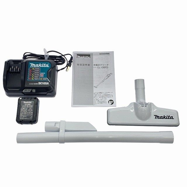 品質100％保証! ♥ makita 10.8V 充電式クリーナー CL108FDSHW バッテリー1個 10.8V 1.5Ah 充電器 コードレス掃除機 内装 清掃 集じん113501