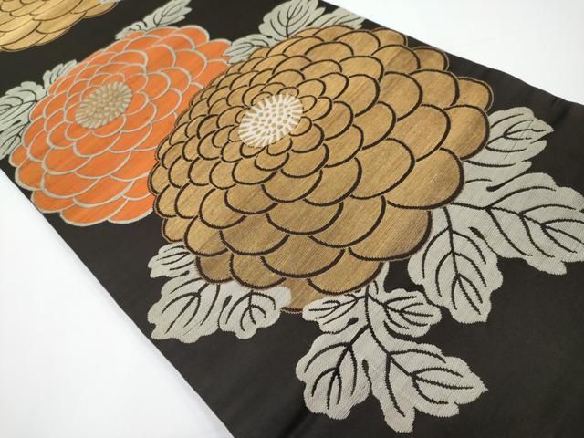平和屋着物 上 アンティーク 大正ロマン だらり帯 芸姑 舞妓 枝菊文 黒地 金糸 CYAA3405s5