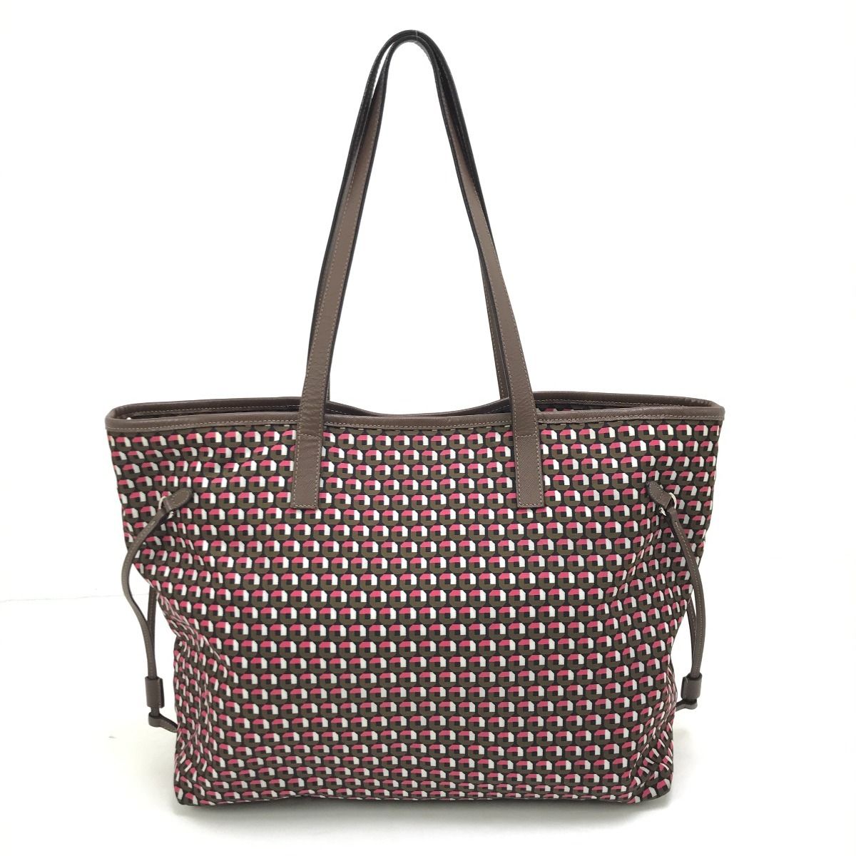 PRADA プラダ トートバッグ ショルダーストラップ 使用感有 ナイロン B4001T レッド×ブラウン