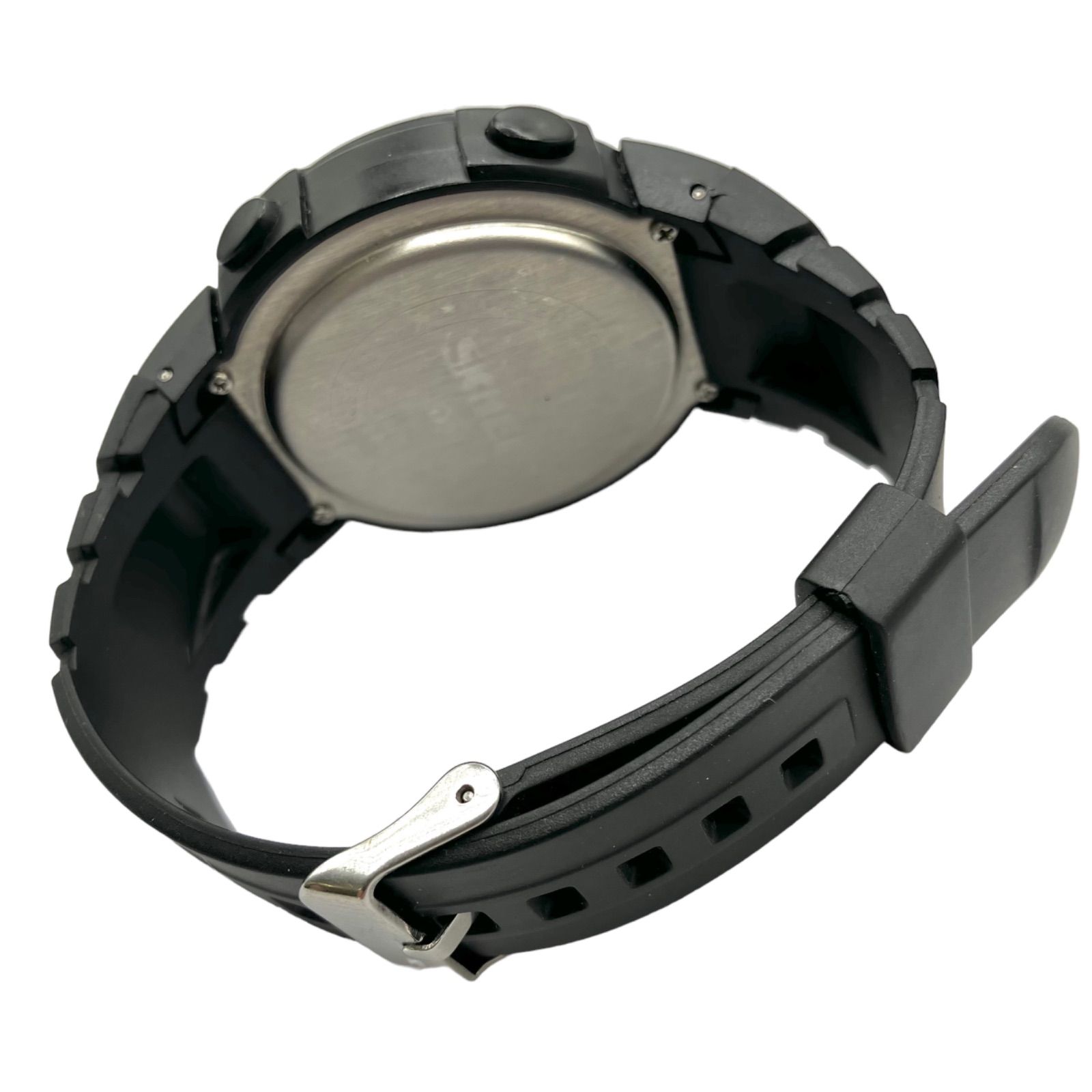 【美品です ️デカ文字デジタル】 デジタル腕時計 ブラック黒×シルバー銀 LED発光 50m防水ダイバーズウォッチ SKMEI 1068