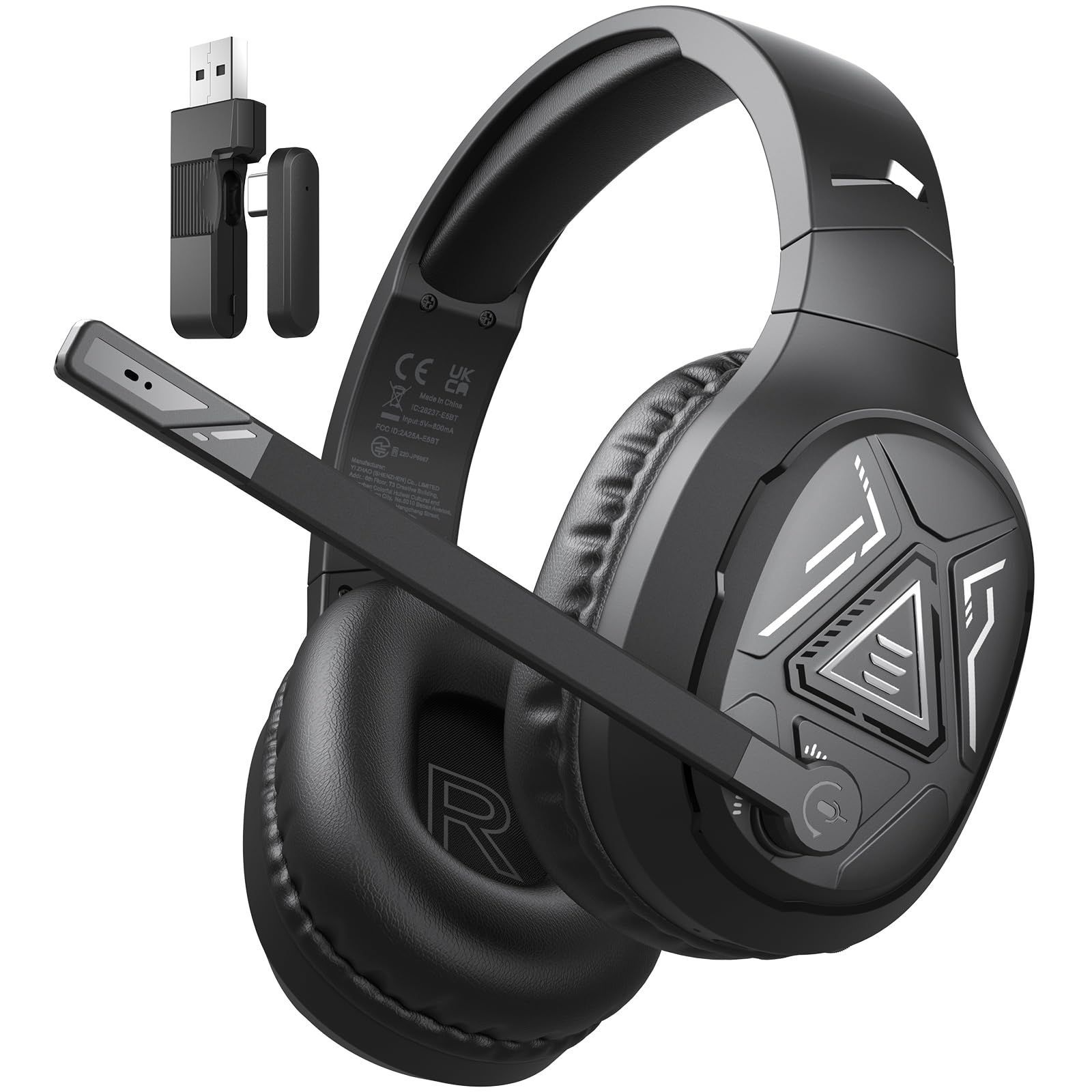 EKSA Gaming 2.4G USB/Bluetooth/TypeC/3.5mm Wired/Wireless Gaming Headphones with Mic 7.1ch Stereo Sound 235g Lightweight Low Latency Wireless Gaming Headphones for Gaming 50mm Drivers ENC MA